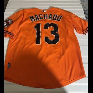 Authentic Manny Machado Baltimore Orioles #13 On-Field Orange Majestic Jersey 50